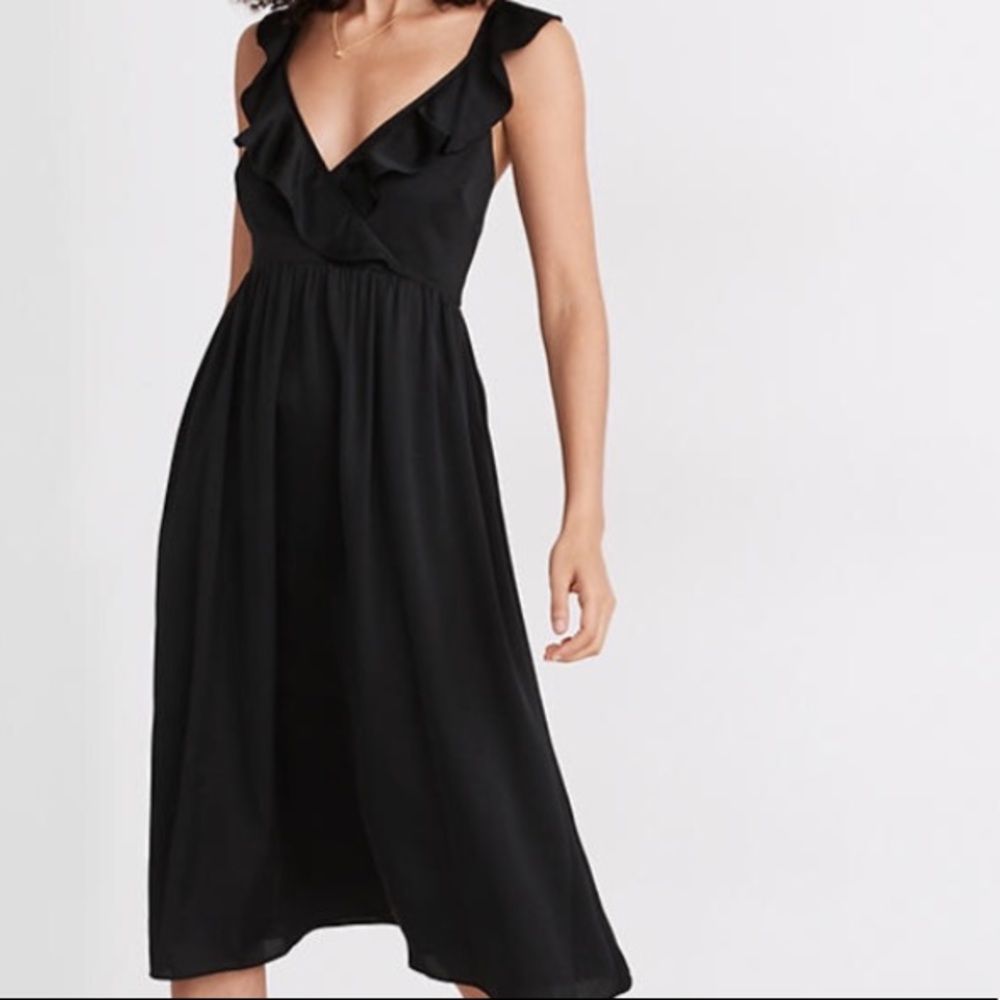 Madewell Ruffle-Front Cross-Back Midi Dress